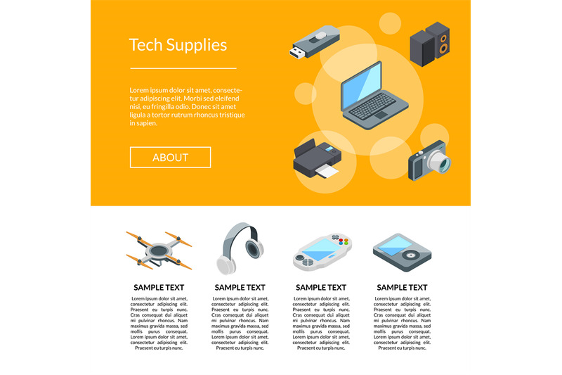 vector-isometric-gadgets-icons-page-template-illustration