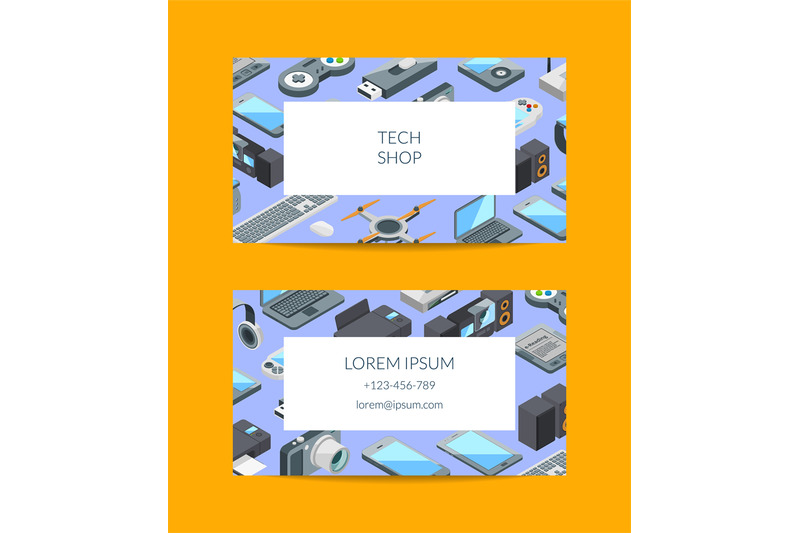 vector-isometric-gadgets-icons-business-card