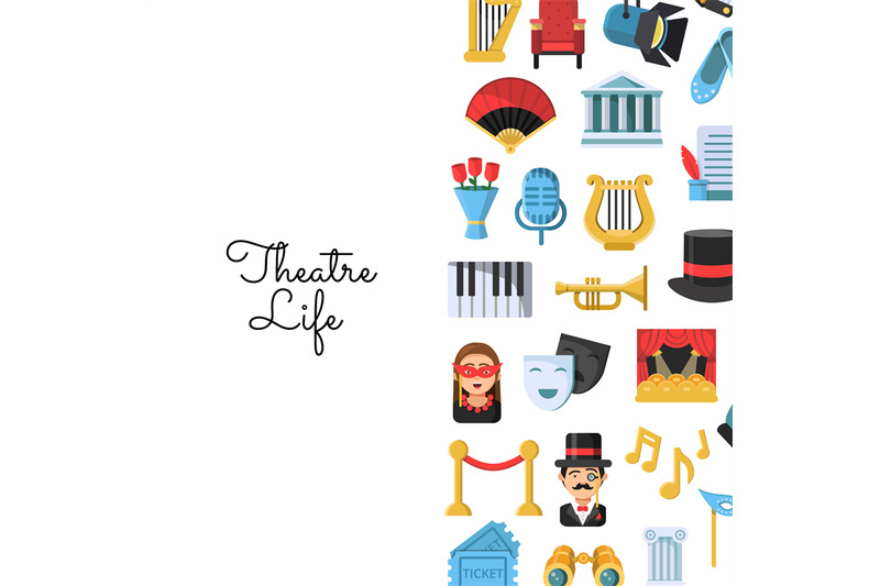 vector-flat-theatre-icons-background-with-place-for-text-illustration