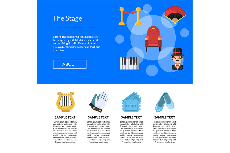 vector-flat-theatre-icons-landing-page-template-illustration