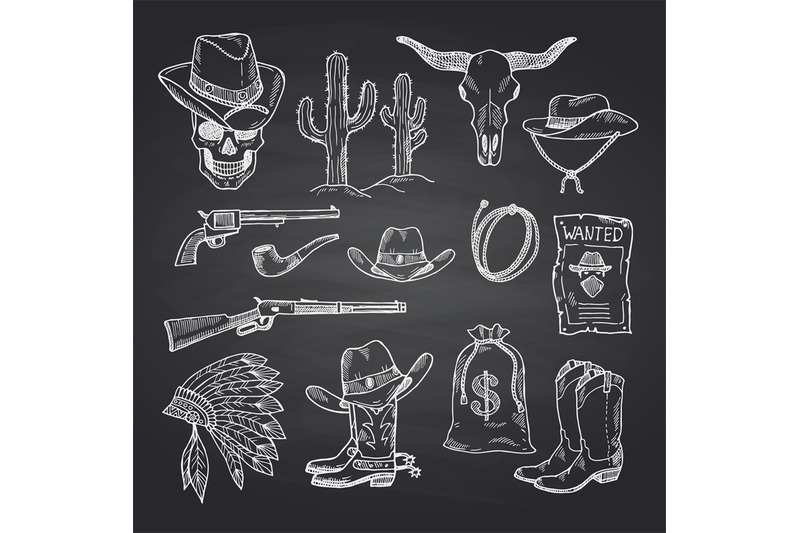 vector-hand-drawn-wild-west-cowboy-set