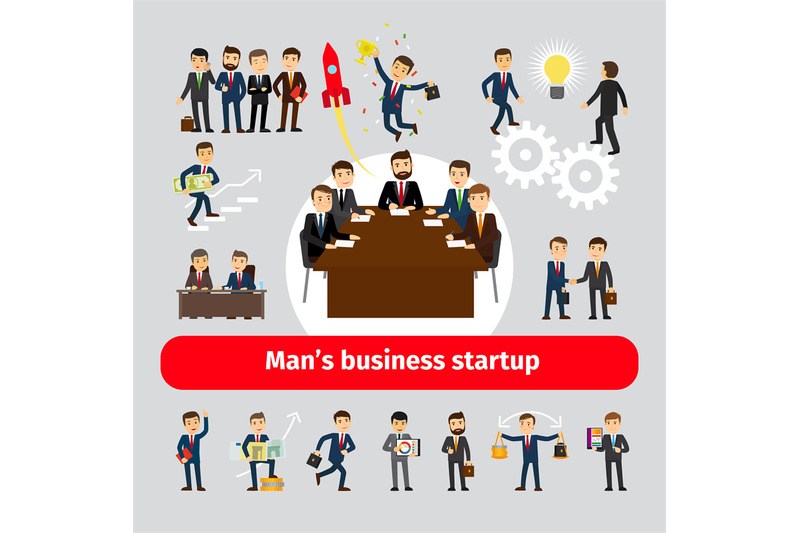 flat-startup-concept-with-business-people