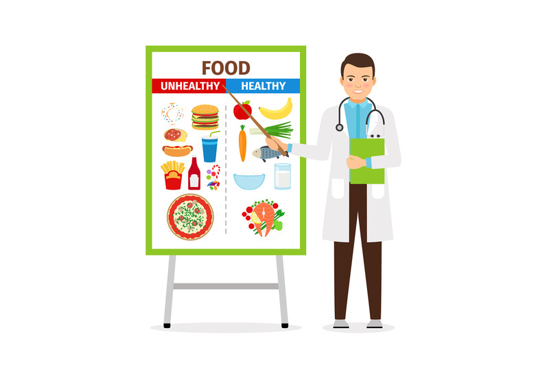 nutritionist-showing-poster-about-food