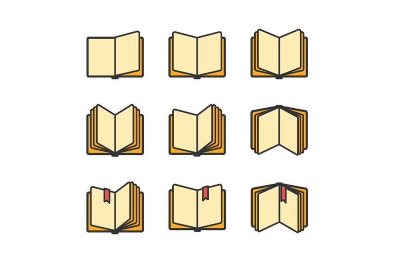 open-books-icons-set-isolated-over-white