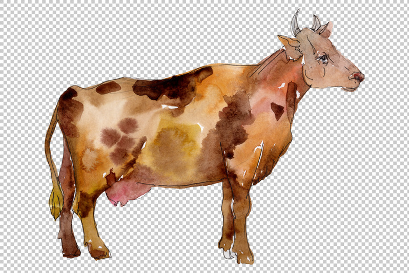 agriculture-cow-watercolor-png