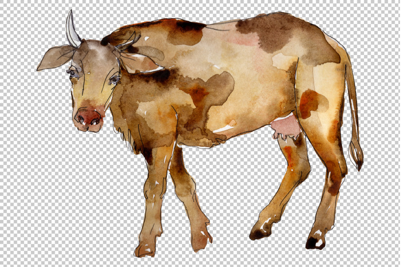 agriculture-cow-watercolor-png