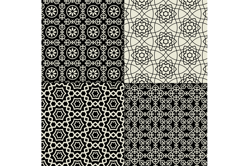 black-and-white-geometric-ornaments-set