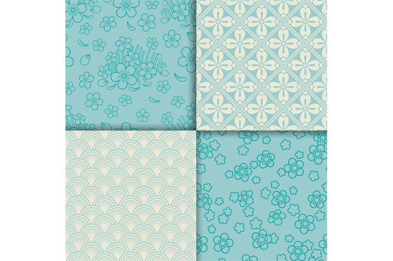 blue-and-white-sakura-pattern-set