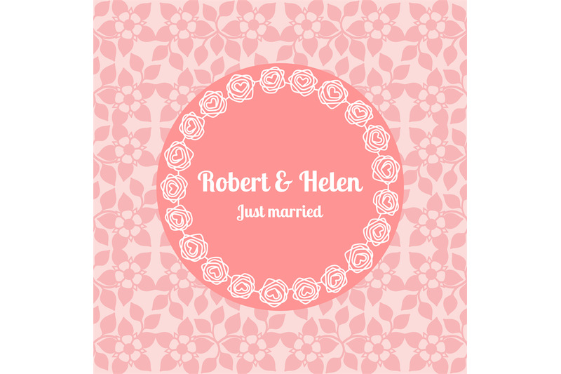 just-married-wedding-floral-card-template