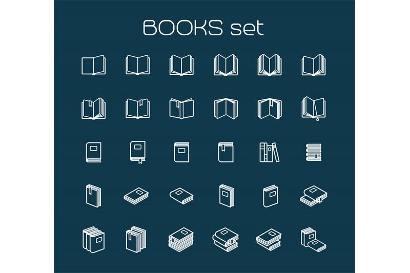 line-art-books-set