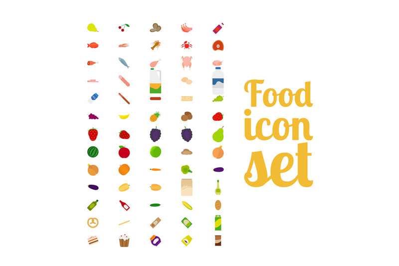 different-food-isolated-icon-set