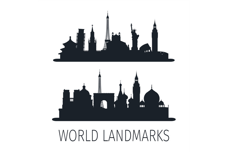 world-landmarks-isolated-silhouettes-for-wallpaper