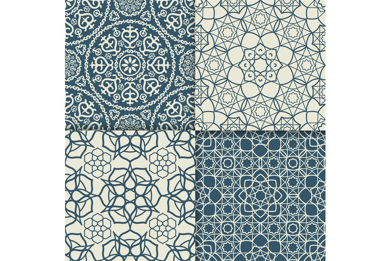 blue-arabic-pattern-set