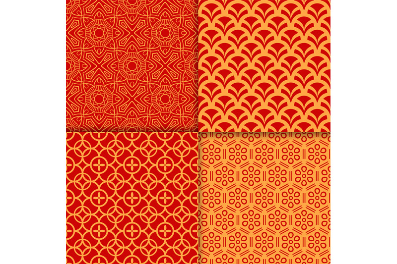 chinese-red-geometric-pattern-set