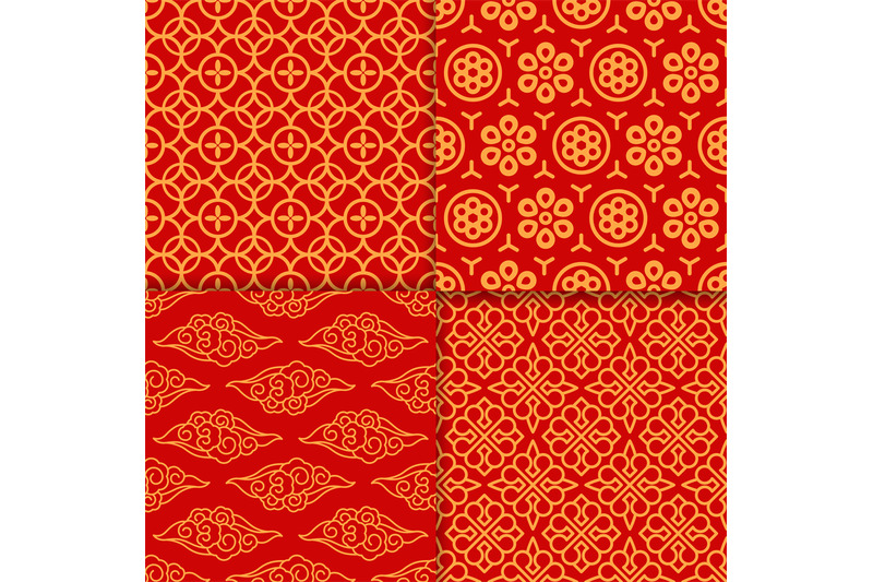 red-oriental-pattern-set