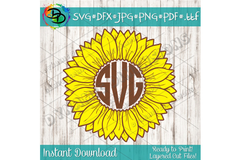sunflower-svg-flower-svg-monogram-svg-grunge-sunflower-grunge-flow