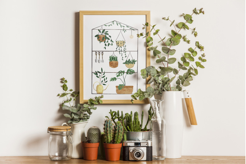 greenhouse-creator-watercolor-plants-in-flower-pots