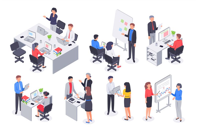 isometric-business-office-team-corporate-teamwork-meeting-employee-w