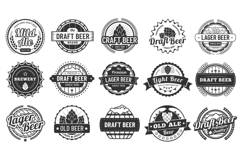 brewery-beer-badges-craft-beers-emblems-hop-lager-and-pub-hops-badge