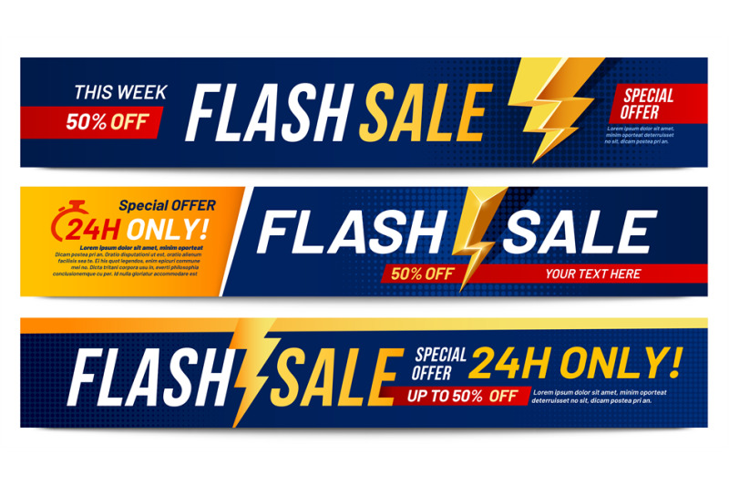 flash-sale-banners-lightning-offer-sales-only-now-deals-and-discount