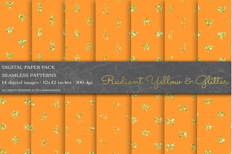 radiant-yellow-glitter-digital-papers