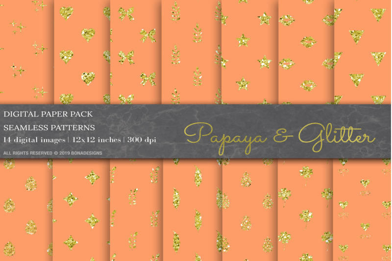 papaya-glitter-digital-papers-pattern