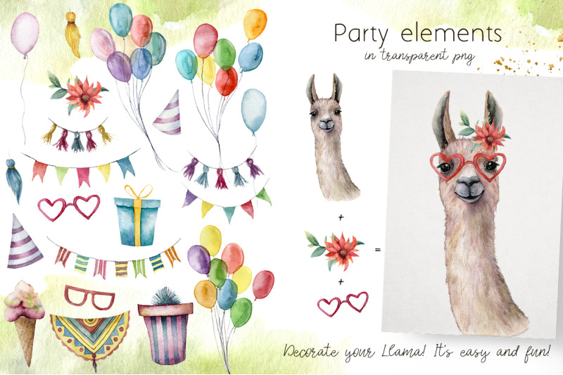 llamas-cacti-party-watercolor