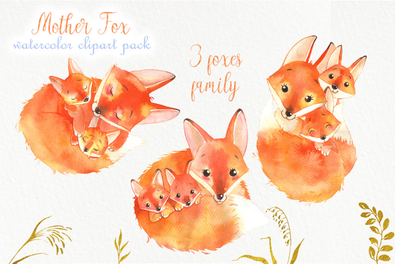 cute-watercolor-foxes-family-pack
