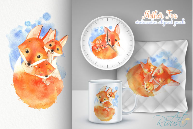 cute-watercolor-foxes-family-pack