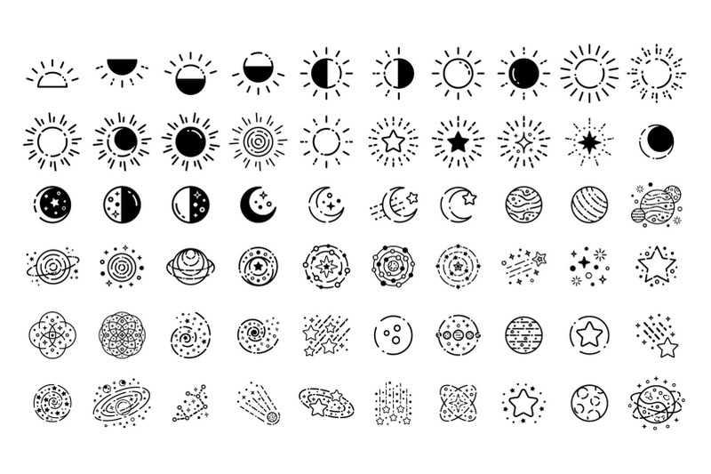 space-line-icons-set