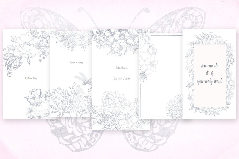 card-templates-and-floral-illustrations-in-silver