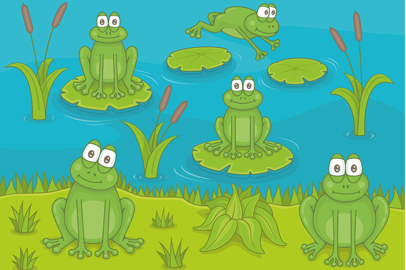 frogs-in-pond