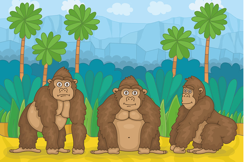 three-gorillas-in-jungle