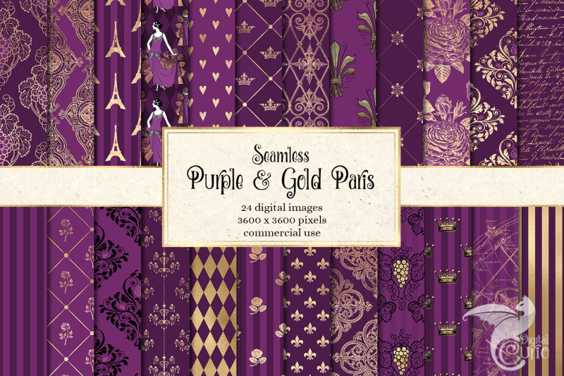 purple-and-gold-paris-digital-paper
