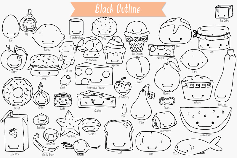 kawaii-food-a-z-hand-drawn-fruit-vegetable-sweets-savory