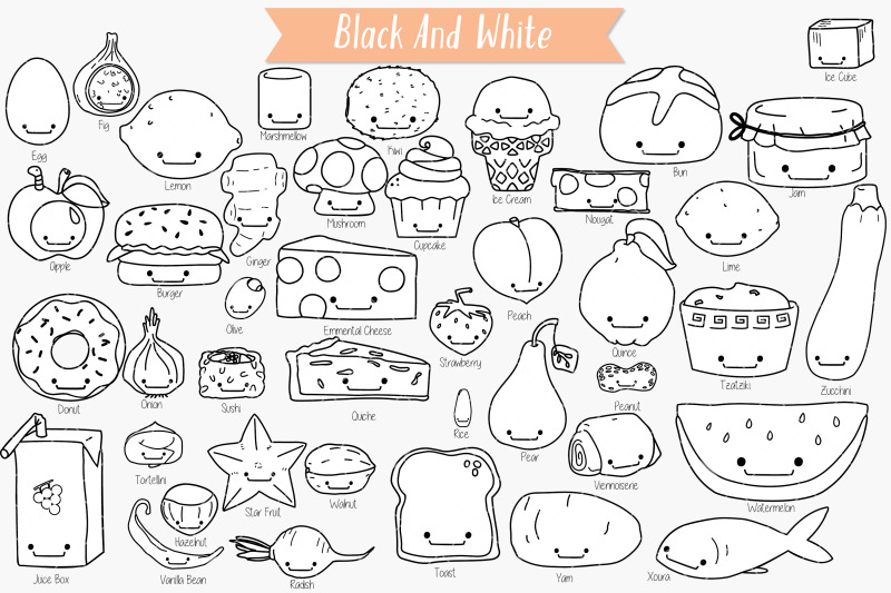 kawaii-food-a-z-hand-drawn-fruit-vegetable-sweets-savory