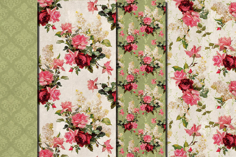 shabby-chic-pink-roses-hand-drawn-seamless-patterns