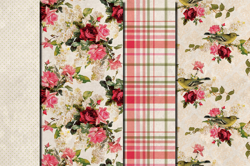 shabby-chic-pink-roses-hand-drawn-seamless-patterns