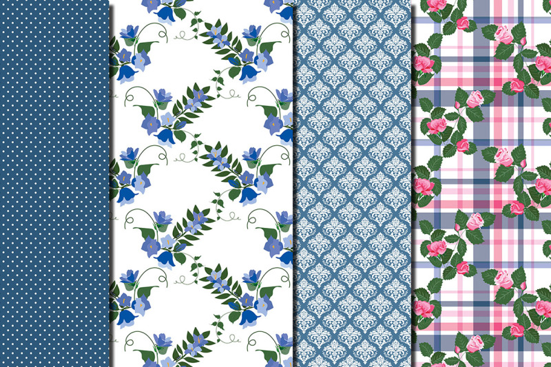 roses-and-bellflowers-seamless-patterns