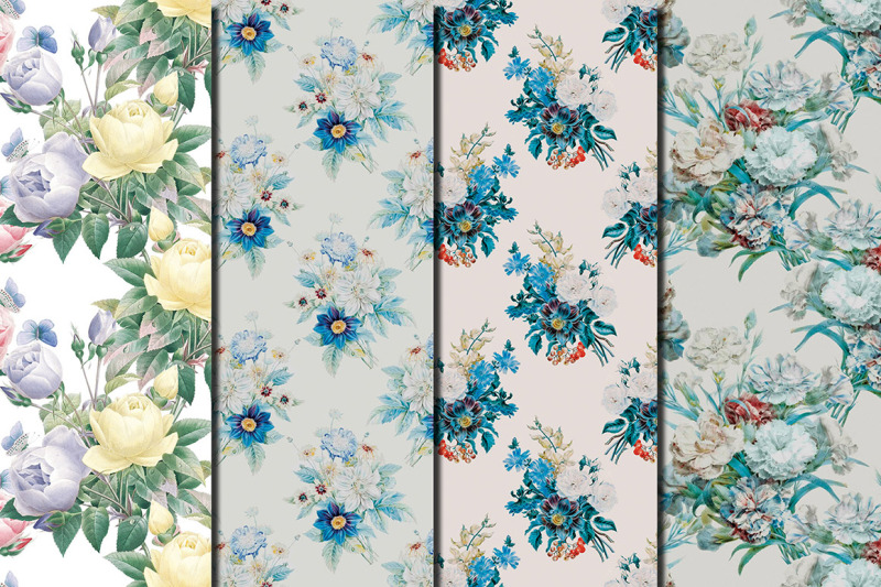 blue-flowers-redoute-seamless-patterns