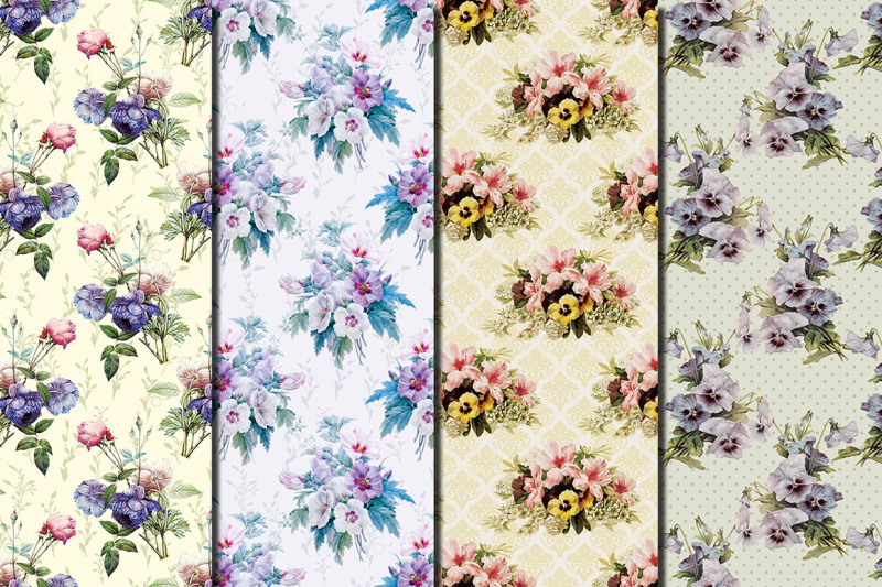 delicate-vintage-flowers-seamless-patterns