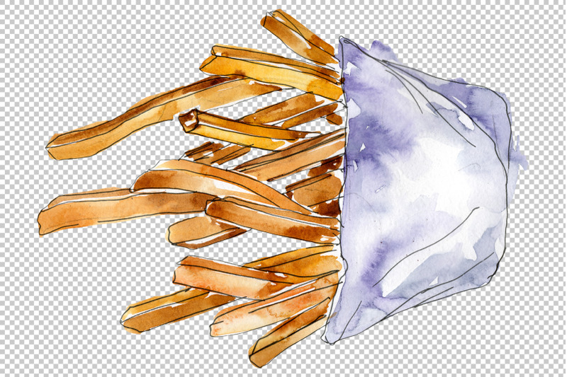 french-fries-watercolor-png