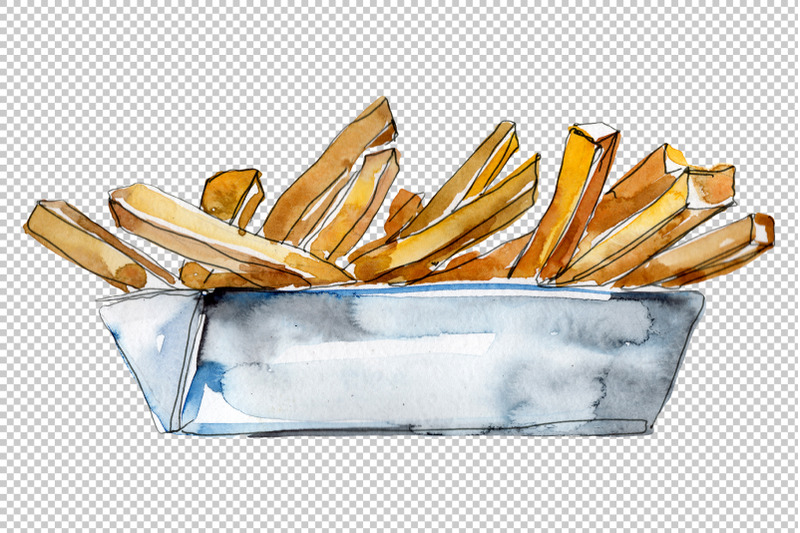 french-fries-watercolor-png