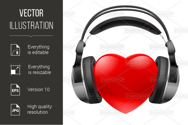 red-heart-with-headphones