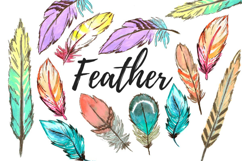 watercolor-boho-feather-clipart