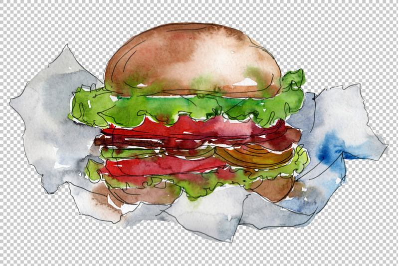 city-hamburger-watercolor-png