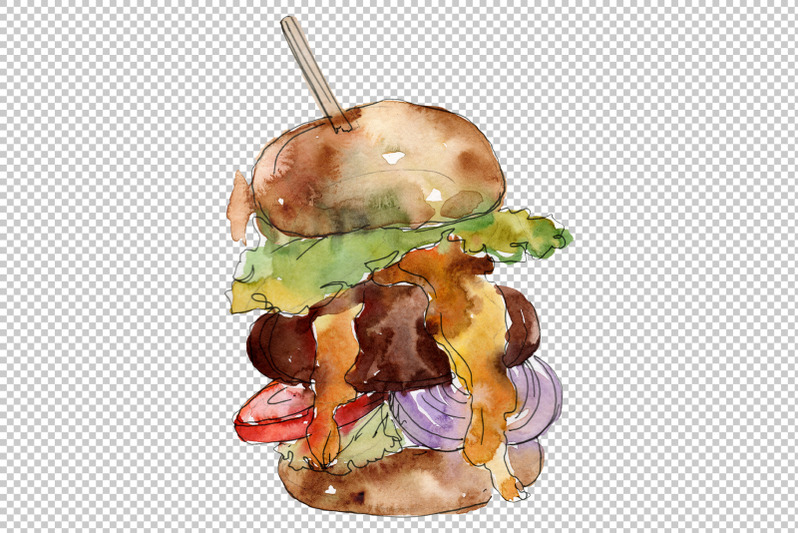 city-hamburger-watercolor-png