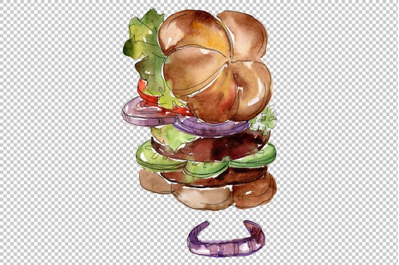 city-hamburger-watercolor-png