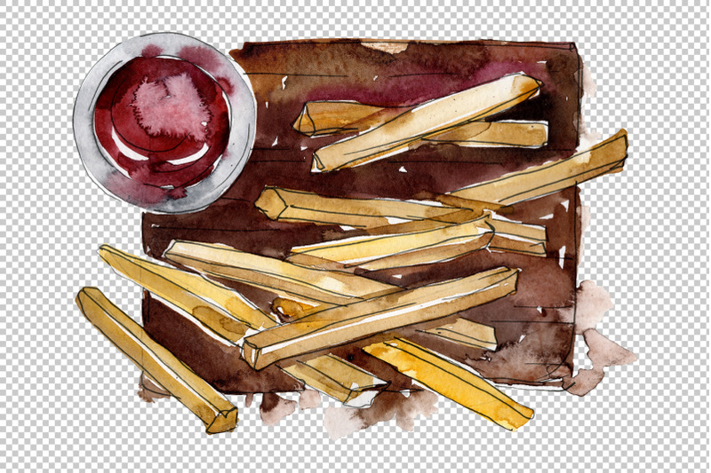 watercolor-french-fries-png