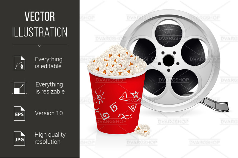 the-film-reel-and-popcorn